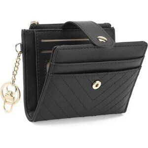RFID Slim Wallet for Women Credit Card Holder with Zipper Pocket ID Window